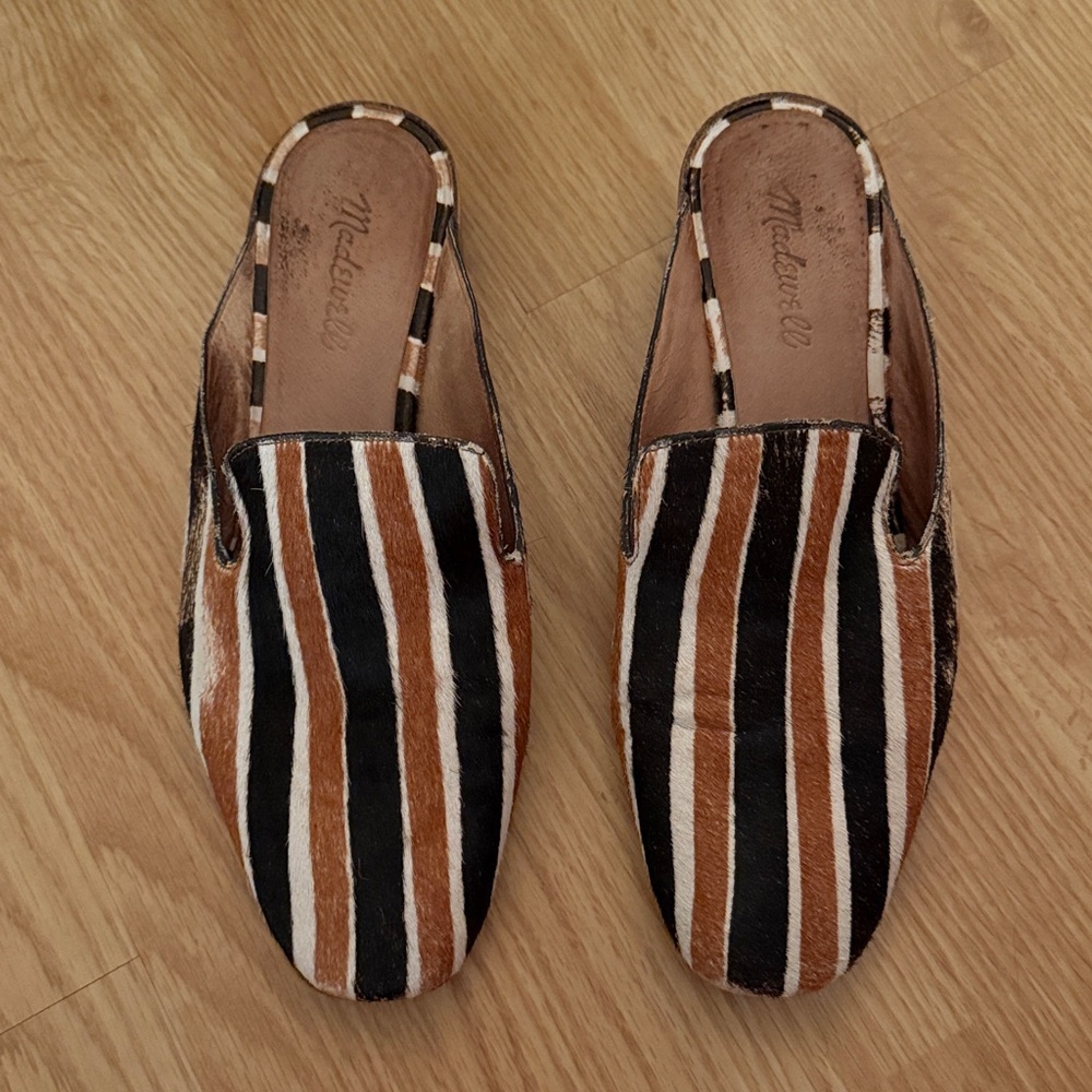 Madewell Striped Flats in Black, Brown, and White